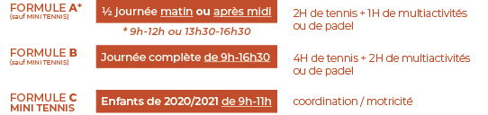 formules stages tennis enfants